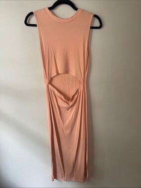 Sleeveless Peach Cutout Midi Dress